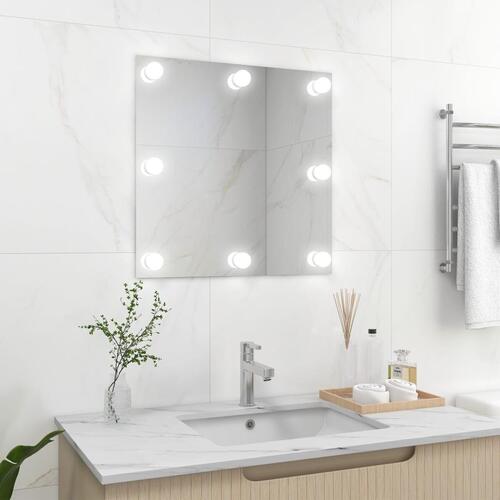 Vægspejl med LED-lys firkantet glas