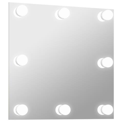Vægspejl med LED-lys firkantet glas