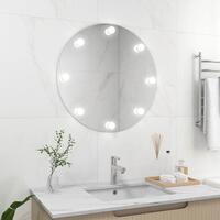 Vægspejl med LED-lys rundt glas