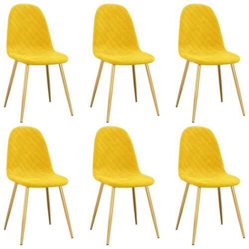 Spisebordsstole 6 stk. velour sennepsgul