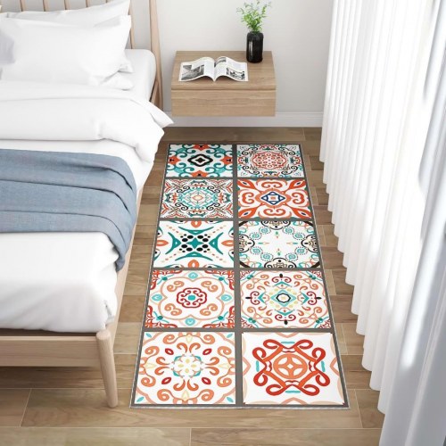 Tæppeløber med tryk vaskbar sammenfoldelig 80x200 cm polyester