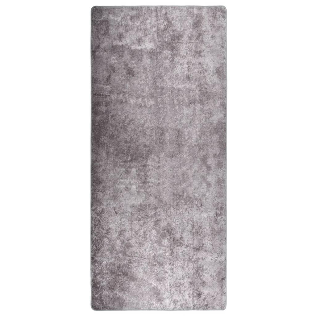 Tæppe 80x300 cm skridsikkert og vaskbart grå