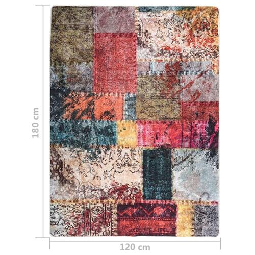 Gulvtæppe 120x180 cm skridsikkert og vaskbart patchworkdesign