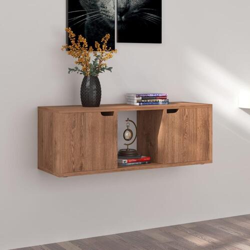 Tv-bord 88,5x27,5x30,5 cm konstrueret træ brunt eg