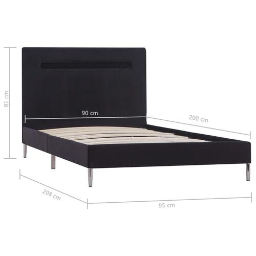 Sengestel med LED 90 x 200 cm stof sort