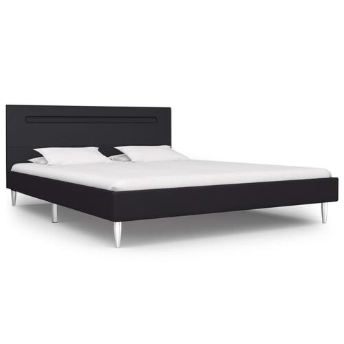 Sengestel med LED 140 x 200 cm stof sort