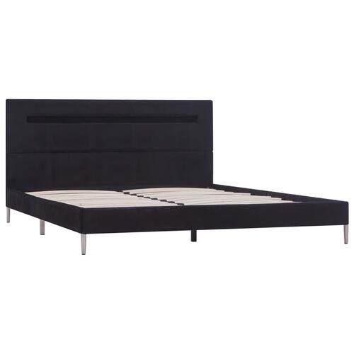 Sengestel med LED 140 x 200 cm stof sort