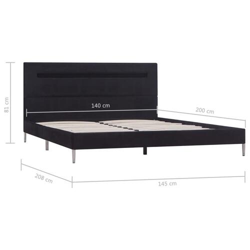 Sengestel med LED 140 x 200 cm stof sort