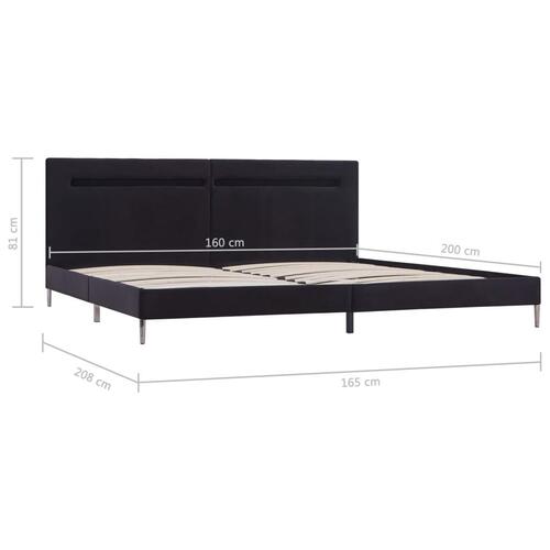 Sengestel med LED 160 x 200 cm stof sort