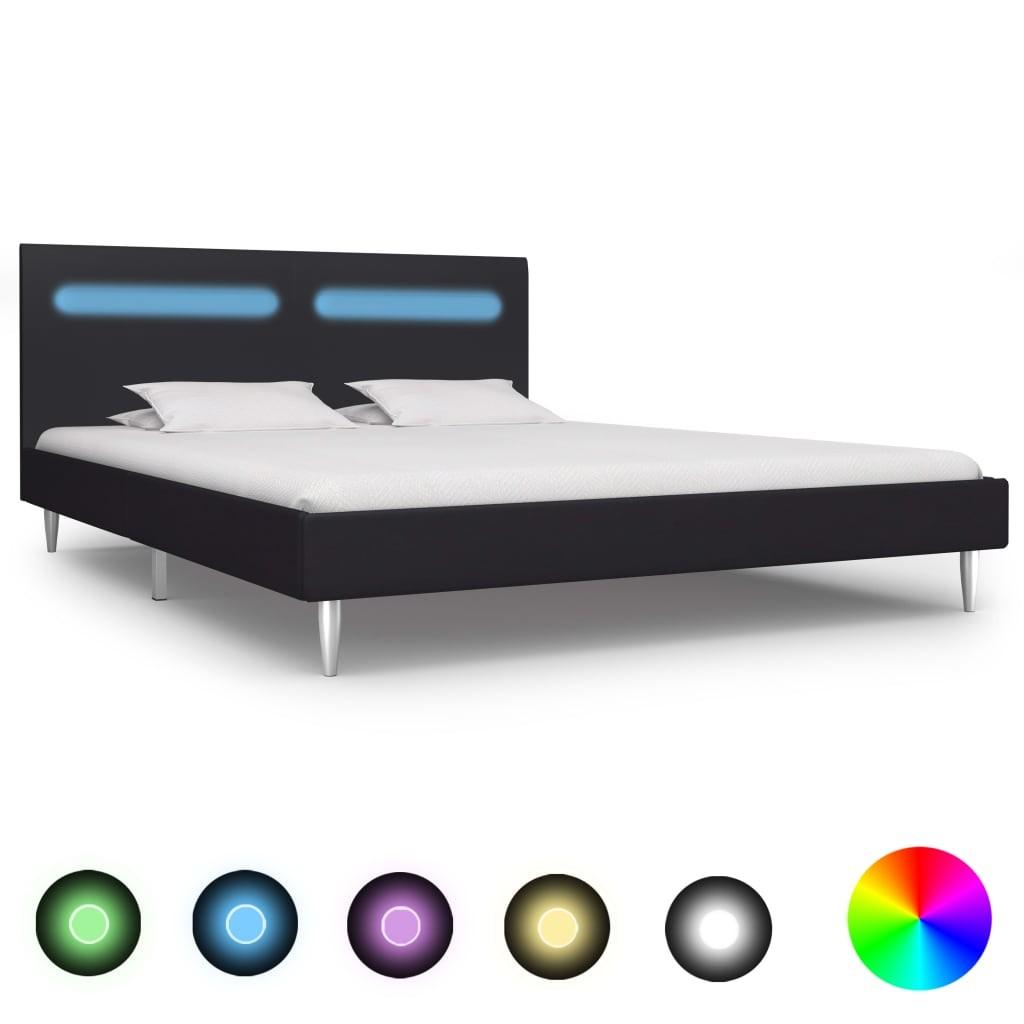 Sengestel med LED 180 x 200 cm stof sort