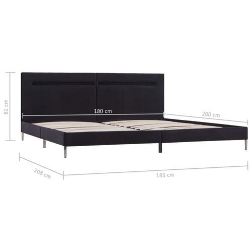 Sengestel med LED 180 x 200 cm stof sort