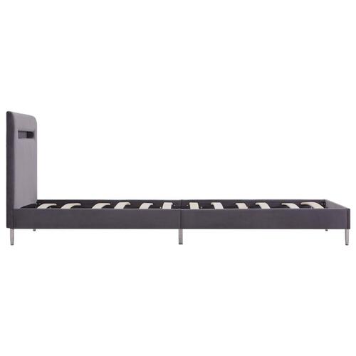 Sengestel med LED 90 x 200 cm stof grå