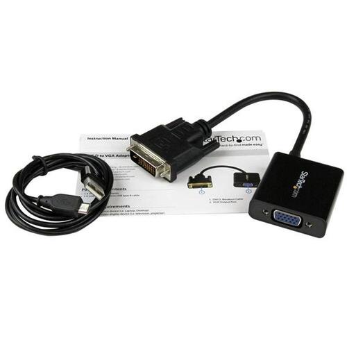 DVI-D til VGA-adapter Startech DVI2VGAE 0,19 m Sort