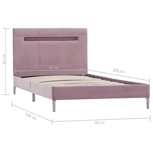 Sengestel med LED 90 x 200 cm stof pink
