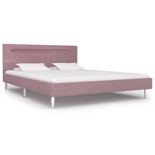Sengestel med LED 140 x 200 cm stof pink