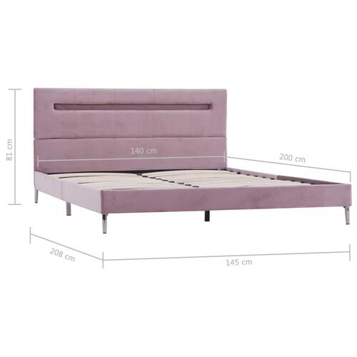 Sengestel med LED 140 x 200 cm stof pink