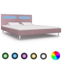 Sengestel med LED 180 x 200 cm stof pink