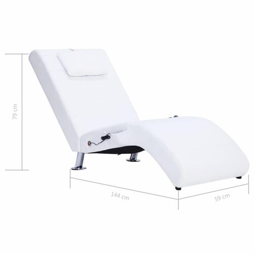 Chaiselong med massagefunktion og pude kunstlæder hvid