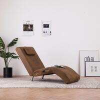 Massagechaiselong med pude imiteret ruskind brun