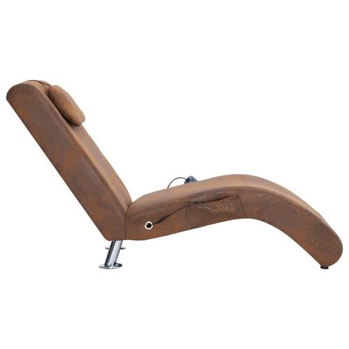 Massagechaiselong med pude imiteret ruskind brun
