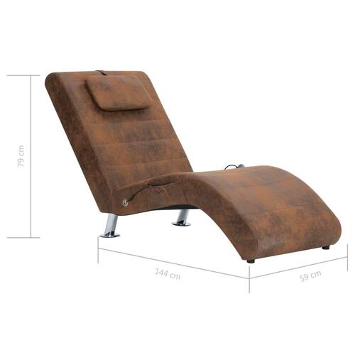 Massagechaiselong med pude imiteret ruskind brun