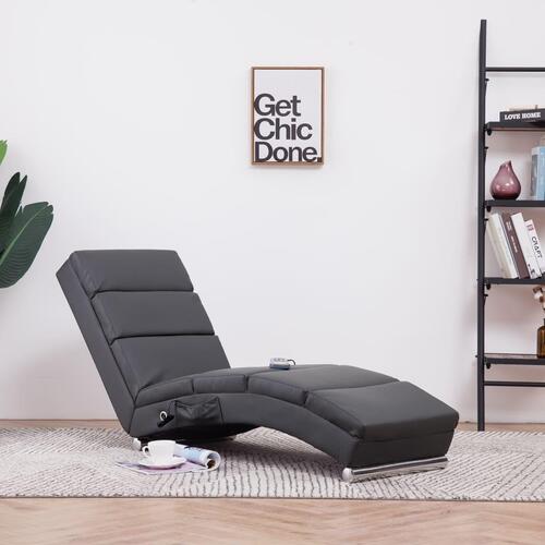 Chaiselong med massagefunktion kunstlæder grå