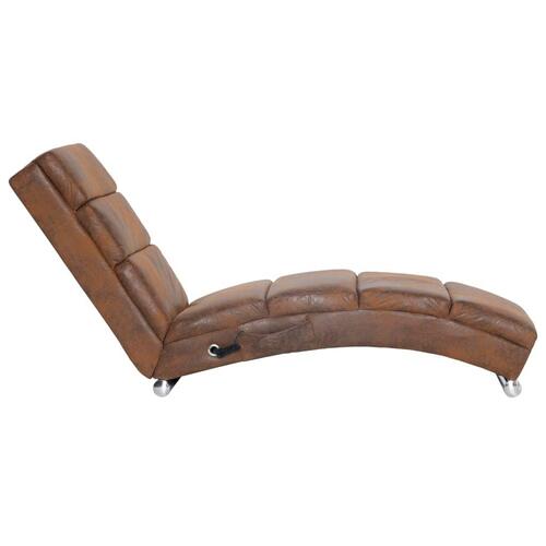 Massagechaiselong imiteret ruskind brun