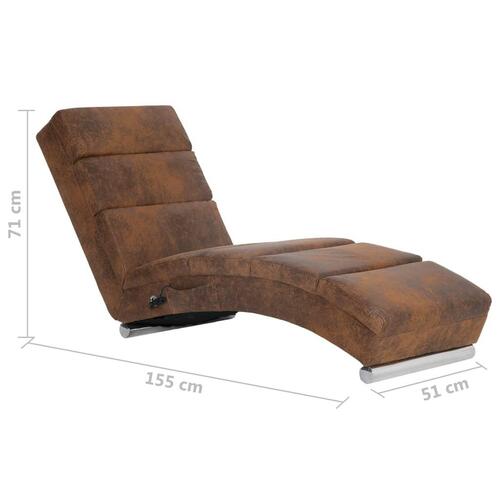 Massagechaiselong imiteret ruskind brun