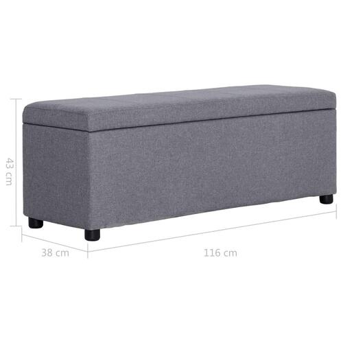 Bænk med opbevaringsrum 116 cm polyester lysegrå