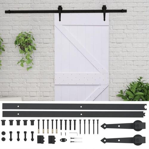 Skydedør med monteringssæt 80x210 cm massivt fyrretræ