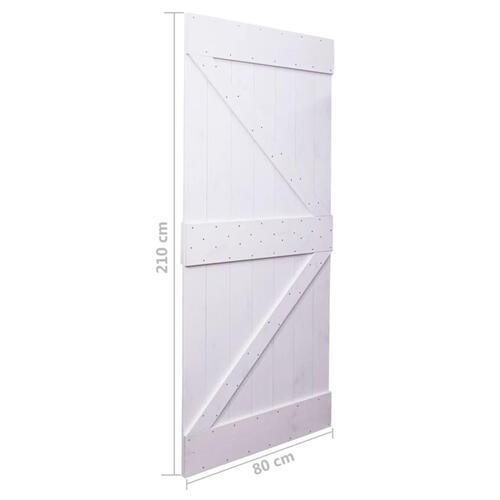 Skydedør med monteringssæt 80x210 cm massivt fyrretræ