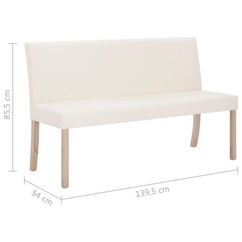 Bænk i kunstlæder 139,5 cm cremefarvet
