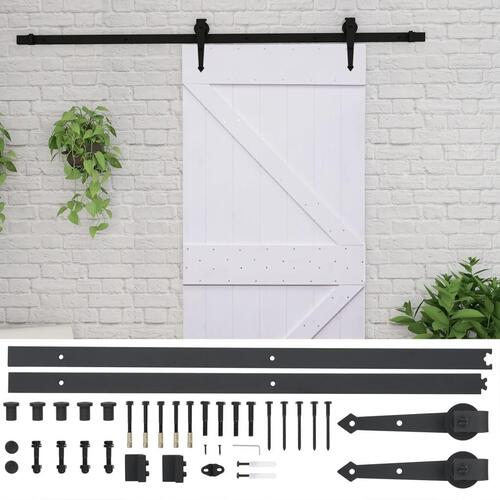 Skydedør med monteringssæt 90x210 cm massivt fyrretræ