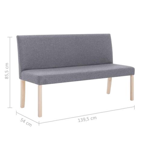 Bænk 139,5 cm polyester lysegrå