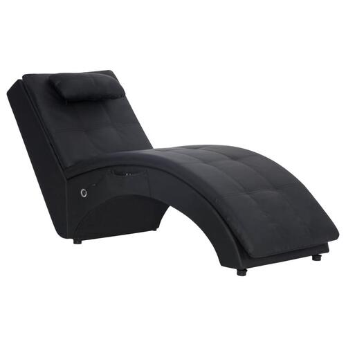 Chaiselong med massagefunktion og pude kunstlæder sort