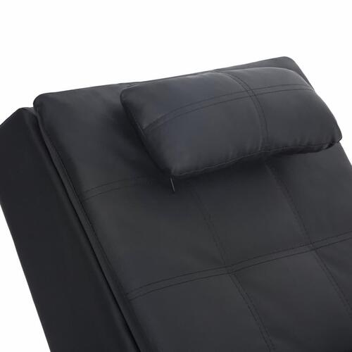 Chaiselong med massagefunktion og pude kunstlæder sort