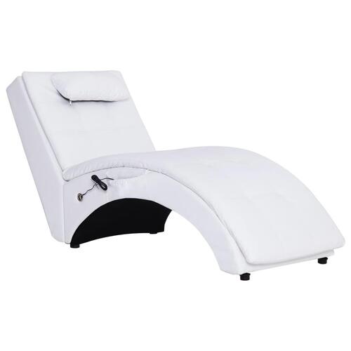 Massagechaiselong med pude hvid kunstlæder
