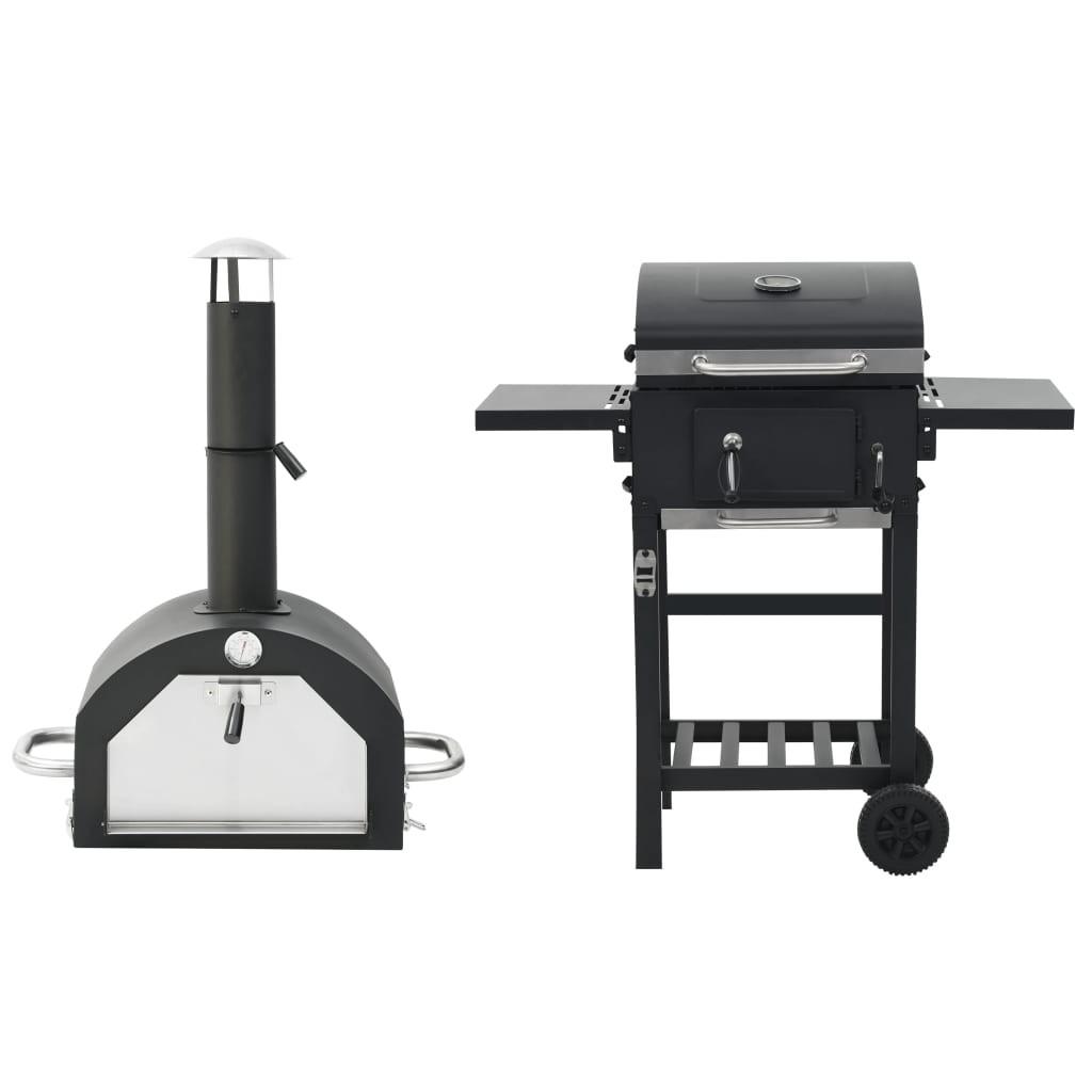 3-i-1 udendørs pizzaovn og grill sort