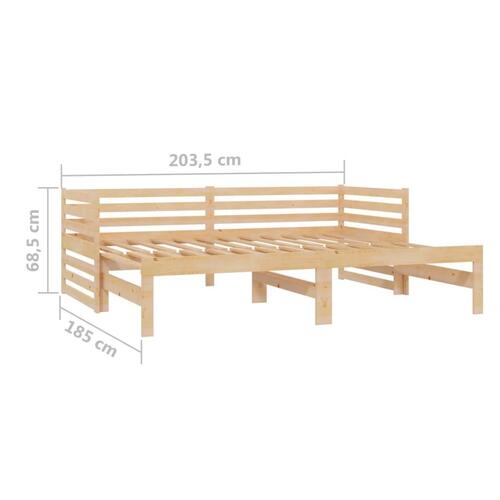 Daybed med udtræk 2x(90x200) cm massivt fyrretræ
