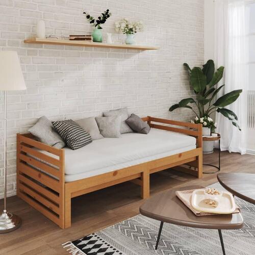 Daybed med udtræk 2x(90x200) cm massivt fyrretræ honningbrun