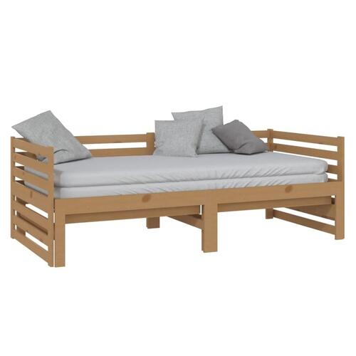 Daybed med udtræk 2x(90x200) cm massivt fyrretræ honningbrun