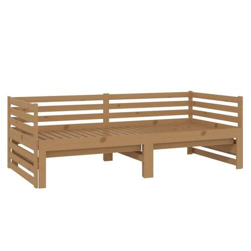 Daybed med udtræk 2x(90x200) cm massivt fyrretræ honningbrun