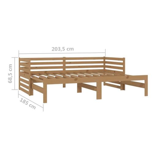 Daybed med udtræk 2x(90x200) cm massivt fyrretræ honningbrun