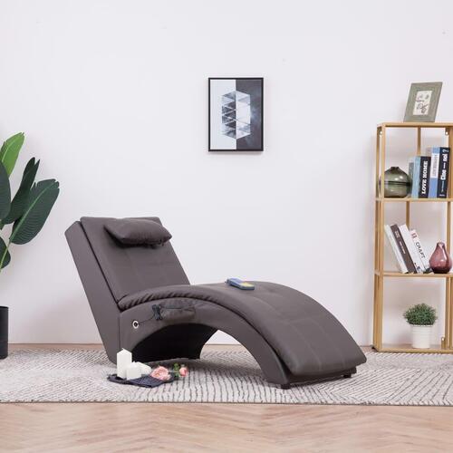 Massagechaiselong med pude kunstlæder grå
