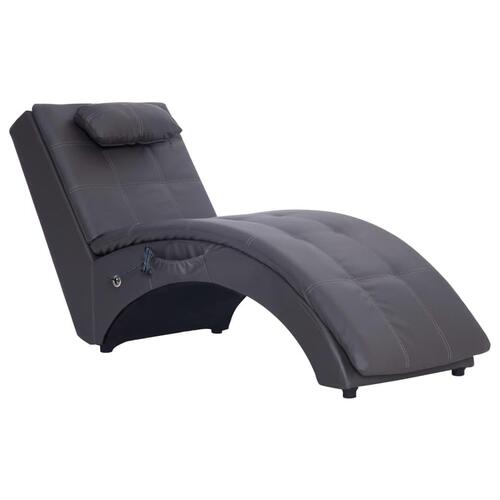 Massagechaiselong med pude kunstlæder grå