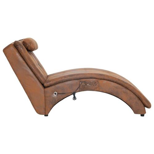 Massagechaiselong med pude imiteret ruskind brun