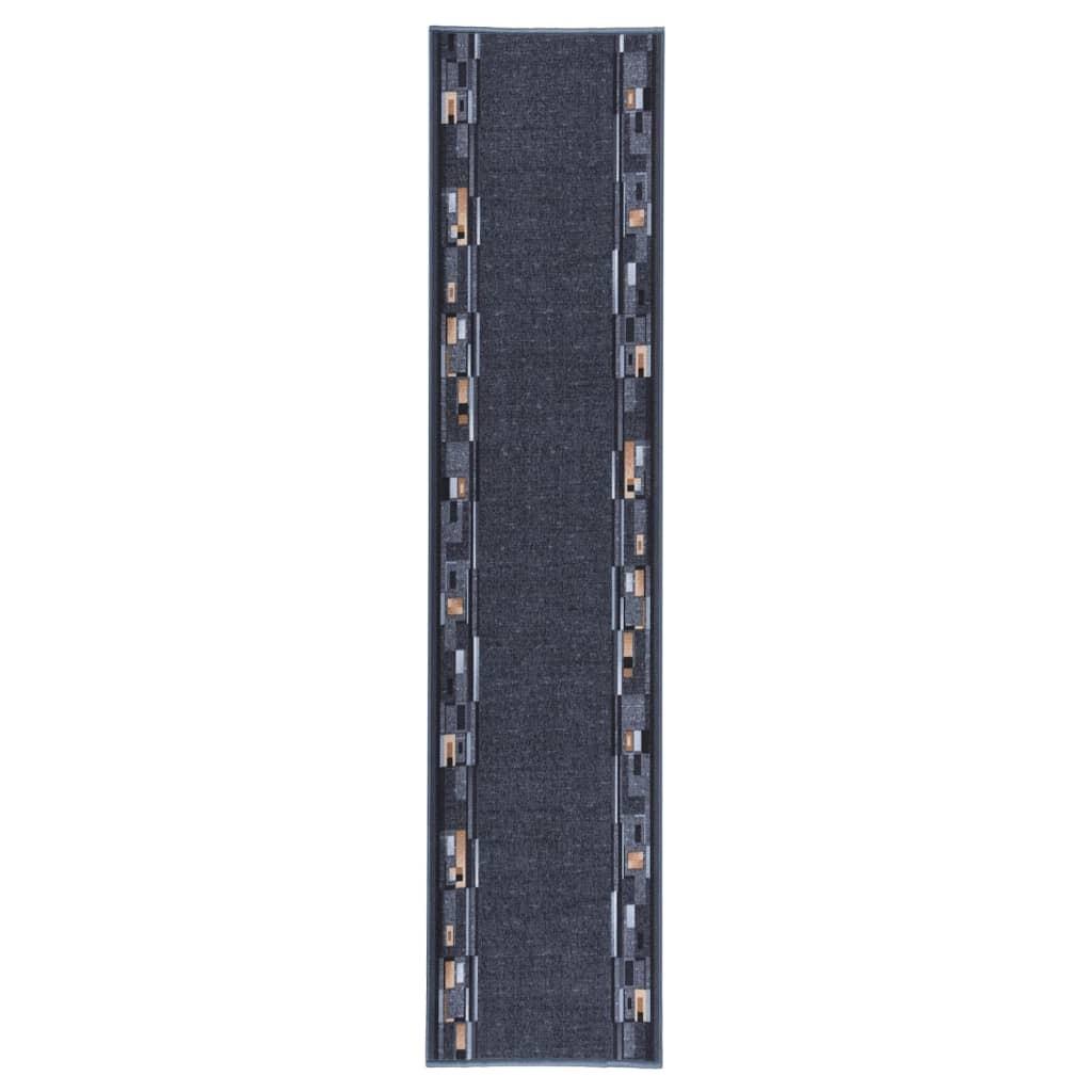 Tæppeløber 100x450 cm skridsikker underside antracitgrå