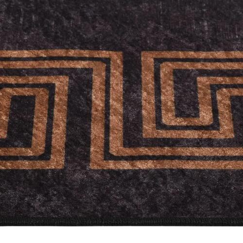 Gulvtæppe 80x150 cm skridsikkert og vaskbart sort og guld
