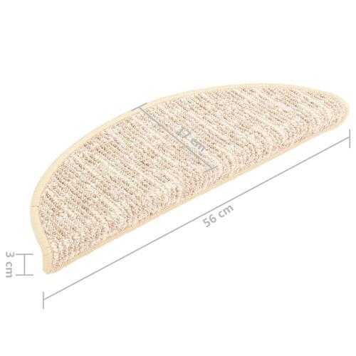 Trappemåtter 15 stk. 56x20 cm cremefarvet
