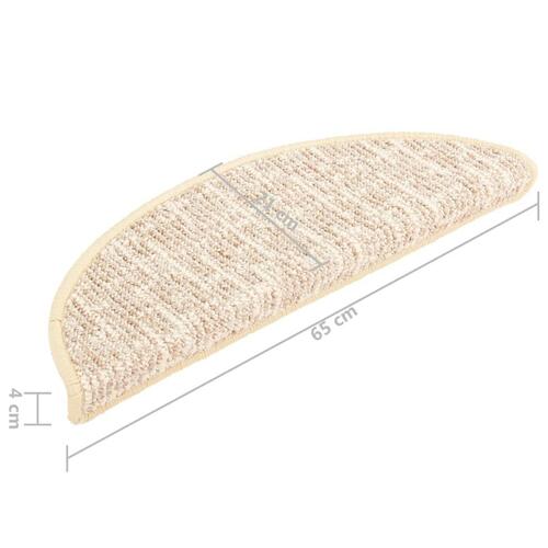 15 stk. trappemåtter 65x25 cm cremefarvet